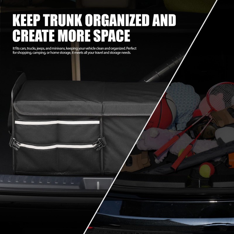 LIBZAKI Car Trunk Storage Organizer, Multi Compartment Collapsible Trunk Storage
