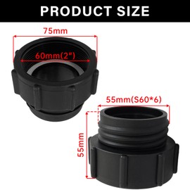 Sprießen IBC Adaptor 2 Inch Fine Thread to S60 x 6 Coarse Thread, IBC Adapter Connection, IBC Tank Thread Connection, IBC Tank Adapter 2 Inch Internal Thread to S60 x 6 (60 mm) Male Thread IBCTank