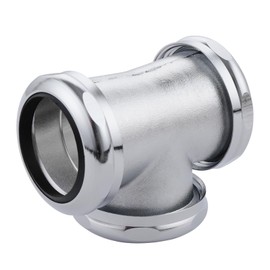 ZM Heavy Duty Brass 3-Way Tee with Slip Joint Connection, For Tubular Drain Application, 1-1/2 Inch Length, Chrome Plated