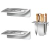 2-Pack Stainless Steel Knife Holder - Wall-Mounted, No-Drill Installation, Heavy-Duty