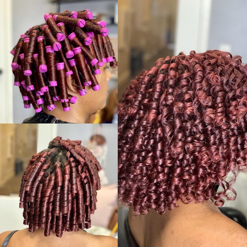 40 Pcs Perm Rods For Short Hair Purple Heatless Curl