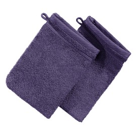 Erwin Müller Heidelberg Washing Mitt, Pack of 2, 100% Cotton, Purple, 15 x 21 cm, Soft Quality, Absorbent and Heavy Duty, Practical Thanks to Loop (Other Colours)