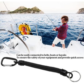 Cordón de Pesca, Cuerda Elástica de Resorte Retráctil, Herramienta de Equipo de Seguridad, Llavero Antipérdida, Cordón de Pesca (Negro)