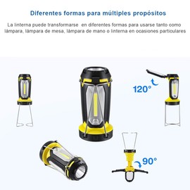 Camping Linterna LED Multifuncional , (2022 Nuevo modelo)Lámpara de trabajo recargable 2200 mAh Banco de Potencia, Plegable, Súper Brillante, prop de Salvamento del Campamento.