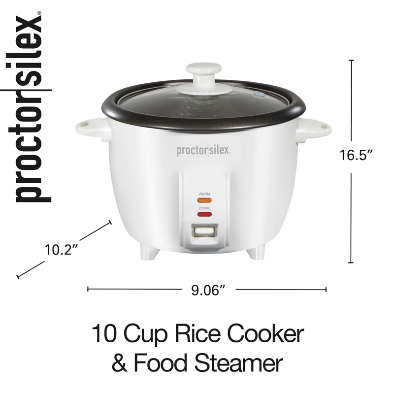 Proctor Silex Rice Cooker & Food Steamer, 10 Cups Cooked