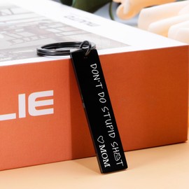 Son Gifts from Mom, Funny Gag Don't do Stupid Sht Keychain Gifts, Stocking Stuffers for Teen Boys Girls, First Day of School Off to College Back to School Gifts, Easter Basket Stuffers for Boys Girls