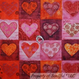 Springs Creative Products BonEful Fabric FQ Cotton Quilt Pink Red HEART Valentine Flower Rose Shabby Chic