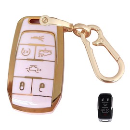 QIXIUBIA Keyless Entry Remote for Ram Key Fob Cover Protective Shell Fits for 2019 2020 2021 2022 2023 2024 2025 Ram 1500 Key Case (6-Button-Pink)