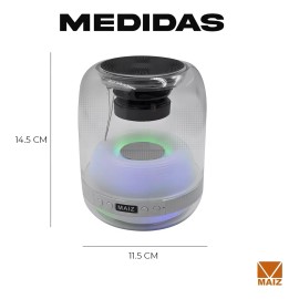 Maíz Bocina Inalambrica Transparente Lucesled Fm Usb Aux Bluetoth Color Blanco