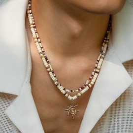 Puka Shell Necklace for Men Surfer Seashell Beach Necklaces Summer Beaded Jewelry