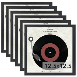 JCJMY Vinyl Frame Record Frames for the Wall Display Album Covers, Wood 12.5x12.5 Frames Black for 12x12 Inch Lp Vinyl Record with Cover, Black, 6 Packs
