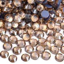 Blinginbox Hotfix Rhinestones, 1440 Pcs Crystal Hotfix Rhinestone Glass Rhinestones Round Crystal Gems Glass Stones for Clothes Shoes DIY Crafts Supplies(Golden champange-SS10)