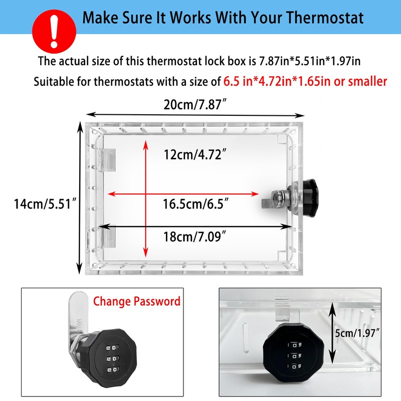 Young Dance Universal Thermostat Combination Lock Box, Clear Large Thermostat