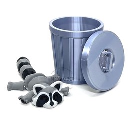 Articulated Racoon with Trash Can, 3D Printed Movable Racoon, Black and White Trashcan Raccoon, Trash Panda, Articulated Racoon Fidget Toy for ADHD Autism AR001 (Small - 3.25 Inches)