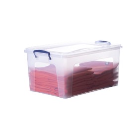 Superio Clear Plastic Storage Bin with Lid, 28 Quart Organizing Container, Latch Box, Stackable Plastic Tote for Household, Garage, School, and Office- Store Shoes, Clothing, Crafts, and Accessories