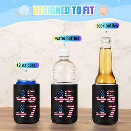 2024 Trump 12-16 OZ Bottles Insulated Beverage Beer Can Sleeves Non-Slip Trump 45 47 Can Coolers Sleeves Insulator Set of 2 (Black-2, One Size)