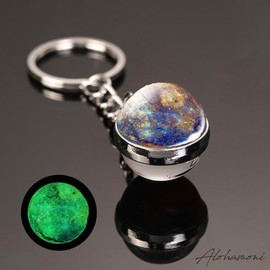 [ALOHAMONI] Planet Keychain, Earth, Moon, Sun, Planets, Universe, Galaxy, World Map, Globe, Vintage Luminous Luminous Ball, Keychain, Key Ring, Bag Charm, Accessory, Eurasia, America, Continent,