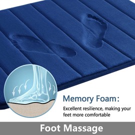 smiry Memory Foam Bath Mat, 40 x 60 cm, Extra Soft Non-Slip Bathroom Mat, Super Absorbent Bath Mats for Bathroom Floor, Machine-Washable Dry Bath Rug Foot Mat, Navy Blue