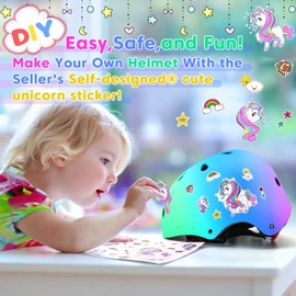 BiutiMama Color Gradient Adjustable Kids Bike Helmet Toddler Skateboard Helmets Boys Girls Child Ventilation Helmet for Multi-Sports Skating Cycling Scooter Balance