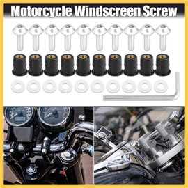REPAIROCK 10pcs M5 5mm Motorcycle Windscreen Screw Fairing Bolt Silver Tone Auto Replacement Parts