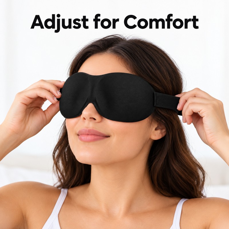 3D Adjustable Sleep Mask for Sleeping – Breathable Light-Blocking Eye