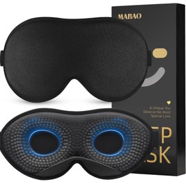 MABAO 2 Packs Weighted Eye Mask for Sleeping, Blackout 3D Contoured Sleep Mask with Adjustable Strap for Women Men, Memory Foam, Gentle Pressure Comfort Eye Cover Blindfold for Insomnia & Travel Black