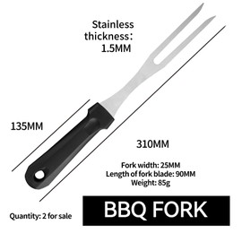 Smavles Meat Fork, 2 Pieces, Meat Fork, Stainless Steel Grill Fork with Plastic Handle, 31 cm, Carving Fork, Straight, Inflectable Roasting Fork, Blade Length, Grill Forks, Rustproof Meat Fork, Large
