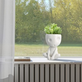 Fodlon Glow-in-the-Dark Flower Pot Ceramic Planter with Adorable Face for Succulents and Cactuses - Home and Office Decoration