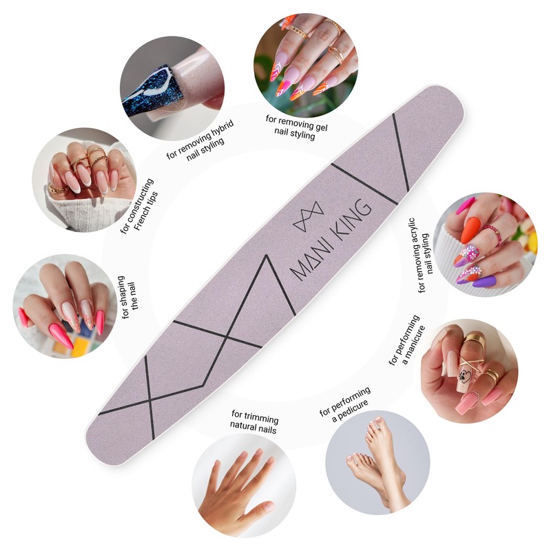 MANI KING 25pcs Professional Nail File Ellipse 180/240 Grey Heavy