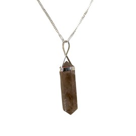 VIE VIE Double Point Pencil Pendant, Silver Chain (Smoky Quartz)