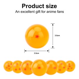 BAODELI 7pcs 37MM Dragon Crystal Ball Set Acrylic Resin Stars Balls with Premium Gift Box,Dragon Glass Ball Suitable for Decoration & Collection,Gifts for Anime Fans