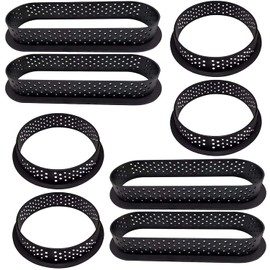 DINGFENG Set of 8 Dessert Rings, DIY Serving Rings, Baking Accessories for Cakes, DIY Nonstick Dinner Rings 8 cm, Sideboard Rings, Perforated Heat-Resistant, Serving Rings, Dessert Ring Set for DIY