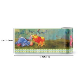 Concord Wallcoverings Peel & Stick Wallpaper Border, Kids Pattern Painted Little Pig Bear Neddy Greeting Words for Girl's Bedroom Boy's Bedroom Play Room, Green Blue Pink Yellow, 15 ft by 5 in 2257W