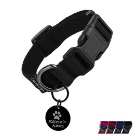 Likesing Cotton Soft Dog Collar, Quick Release Dog Collar with Buckle, Heavy-Duty Adjustable Pet Collar for XS Small Medium Large Dog, Colorfast Dog Collars with Removable Tag(XS, Black)