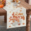 Fall Table Runner Maple Leaves Pumpkin Rubbing 13x90 Inch Seasonal