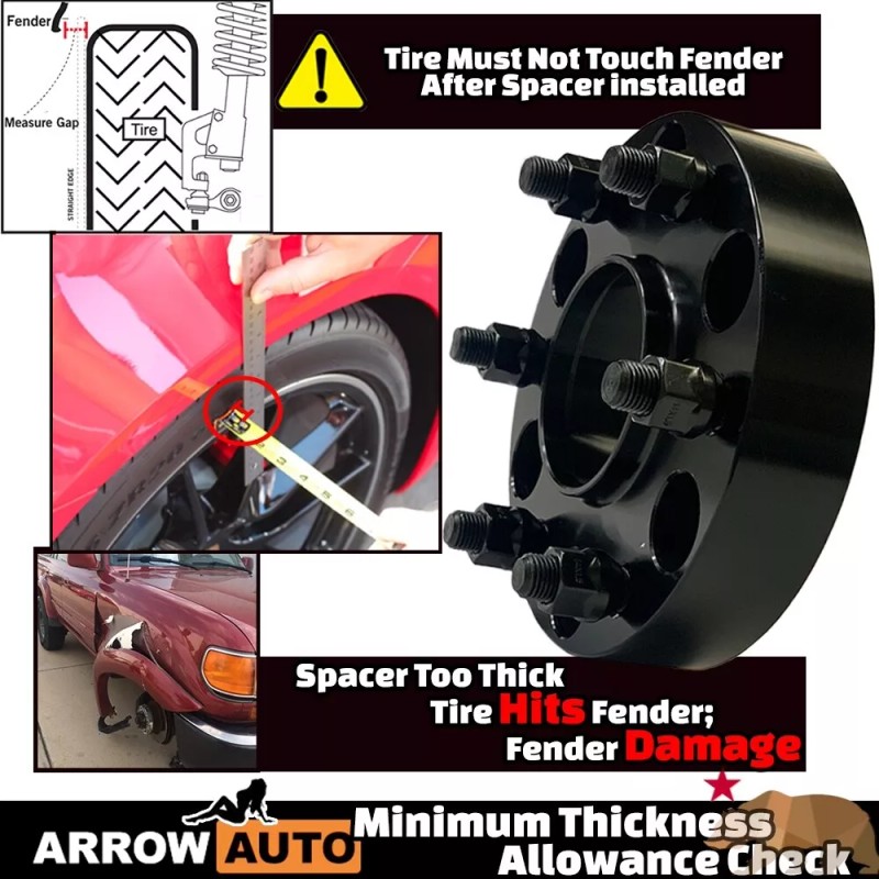 Arrow 2x 1.5" HubCentric Adapter Spacer Fit 2015-24 F150/Navigator