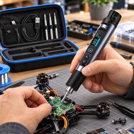 Cordless Soldering Iron for Electronics Repair – Adjustable 100–450°C Type-C Design with Color Display for Portable Repairs