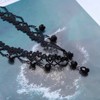 Allereya Black Lace Choker Necklace, Black Drop Crystal Necklace Gothic
