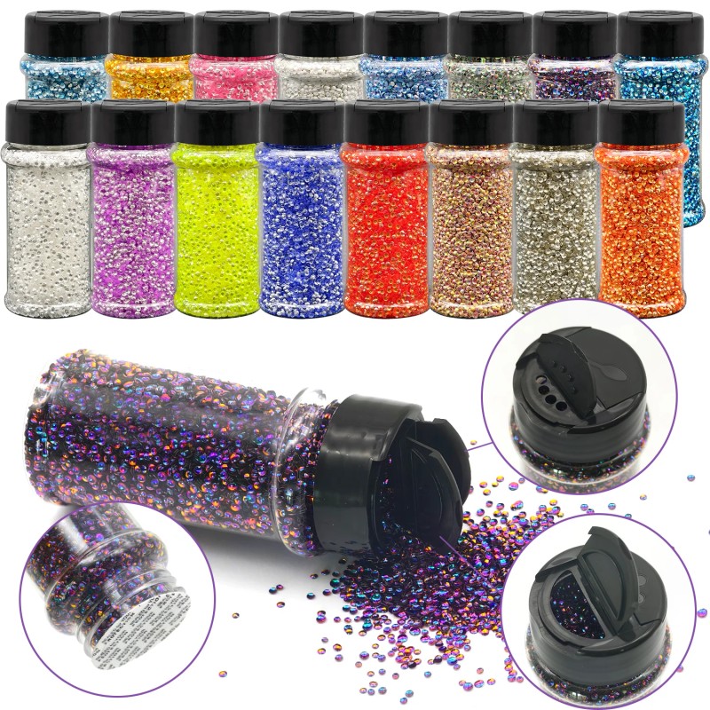 s 16 Pcs 2oz Bubble Beads Glitter Shimmer Shakers Chunky