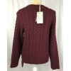 Chelsea Violet Women Sweater Pullover Medium Wool Cable Asymmetric Burgundy
