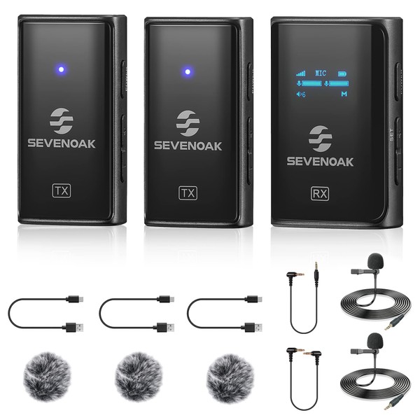 2.4GHz wireless lapel microphone system Sevenoak Compact Lava Clip Microphone