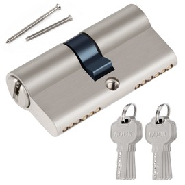 Cylinder Lock, Profile Cylinder Lock Cylinder Double Cylinder 30/30 with 8 Keys Metal Silver Knob Cylinder Suitable for All Types of Doors