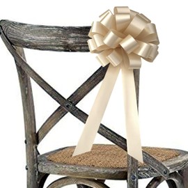 Champagne Gold Decorative Pull Bows - 8" Wide, Set of 6, Fall Decor, Thanksgiving, Christmas, Wedding, Reception, Anniversary, School Dance, Birthday, Fundraiser