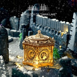 ROKR 3D Wooden Puzzles Delicate Music Box, DIY Mechanical Model Kits, Romantic Gift on Birthday/Valentine's Day, Vintage Style Decoration for Home