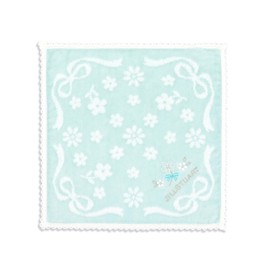 JILL STUART 58-1860090 Mignon Towel Handkerchief, Blue, Flower Ribbon, Steam Shearing, Approx. 9.8 x 9.8 inches (25 x 25 cm)