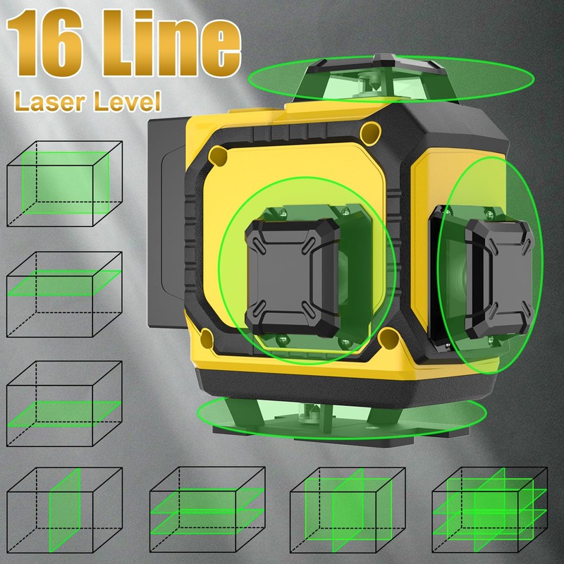 16 Laser Level with 1M Tripod, 4x360° Laser Line, Green