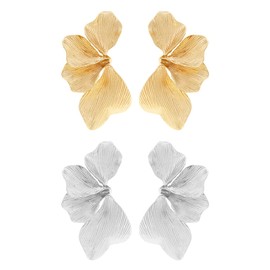 NIDHFG 2 Pairs of Petal Studs, Ele Earrings, Retro Earrings, Clothing Accessories, Simple and Versatile Earrings.