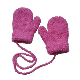 Toddler Thermal Fleece Gloves with String Baby Winter Warm Thicken Mittens Infant Stretchy Hanging Neck Gloves Boys Girls Skiing Outdoor Gloves Plush Anti-Scratch Mittens for 1-3 Y Kids Birthday Xmas