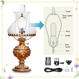 Honoson Lamp Kit for Repair Light Replacement Bulb Lamps with 3 Way Socket Light Repair Kit Rewire Finish Chandelier Wiring Parts for Antique DIY Steel Lantern Design Making Switch(Black)