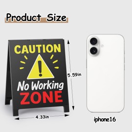 EXUBERIUM Funny Office Decor Desk Sign Funny Team Gifts Gag Gifts for Coworker Teammate Employee Boss Humorous Cubicle Decorations Supplies Accessories Caution No WorkIng Zone White Elephant Gift